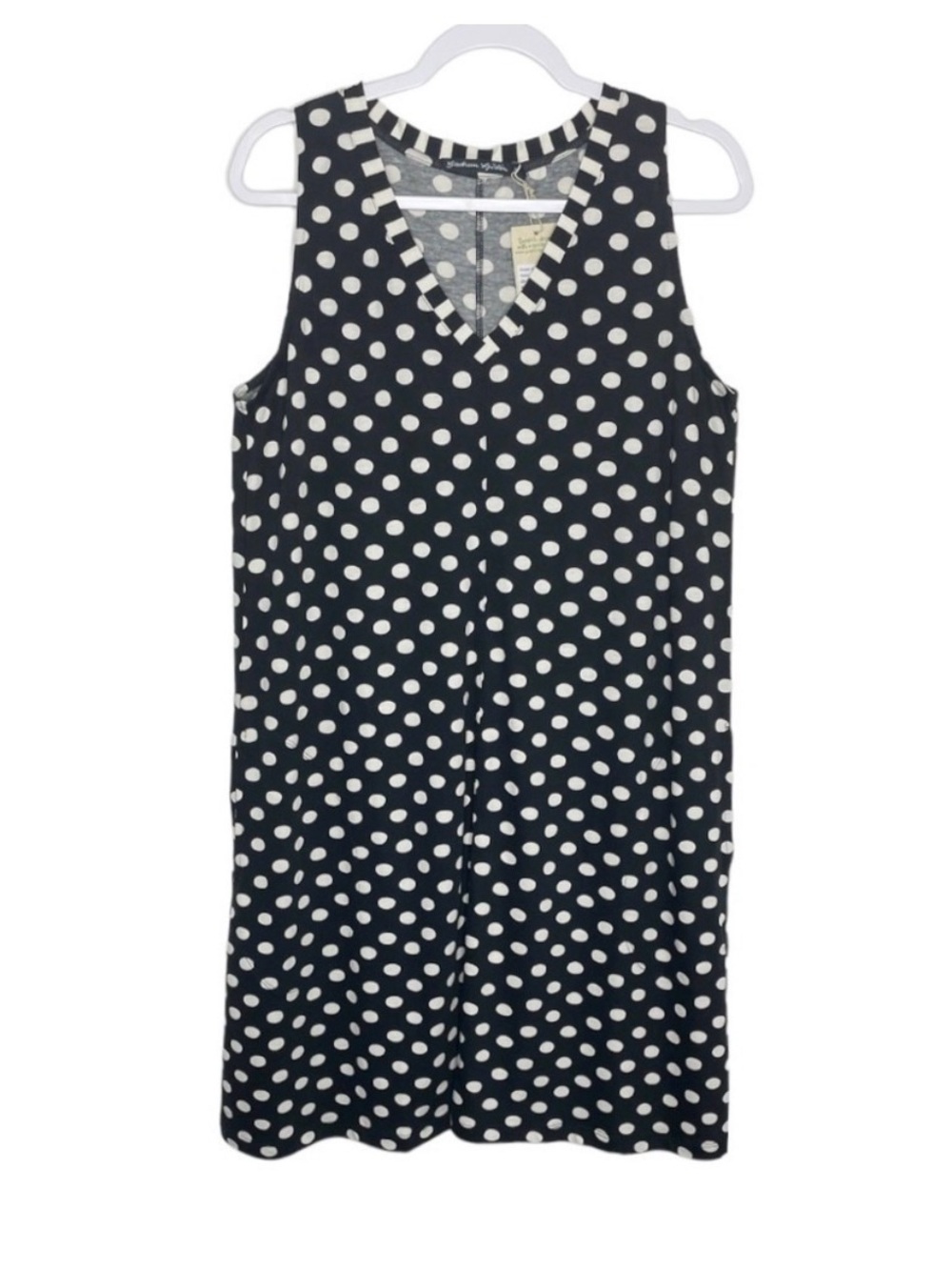 Gudrun Sjoden Accra Sleeveless Dress Black White Polka Dot Print Size Small